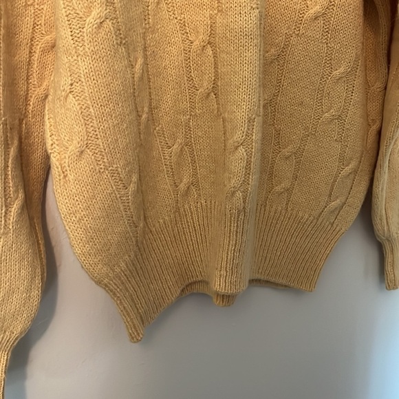 Ghedina Zuccaro Cortina Vintage Yellow Alpaca Blend Cable Knit Sweater Sz L - Picture 4 of 11